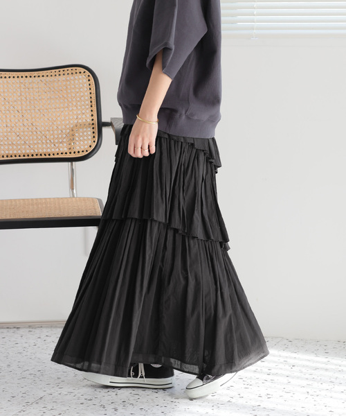 JOURNAL STANDARD relume（ジャーナルスタンダード　レリューム）の「《追加3》コットンボイルレイヤードスカート（スカート・レディース・ブラック/チャコールグレー/カーキ・FREE）」の22枚目の写真