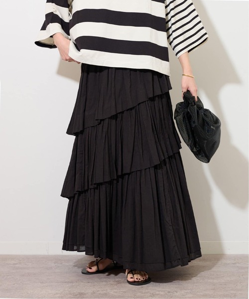 JOURNAL STANDARD relume（ジャーナルスタンダード　レリューム）の「《追加3》コットンボイルレイヤードスカート（スカート・レディース・ブラック/チャコールグレー/カーキ・FREE）」の6枚目の写真