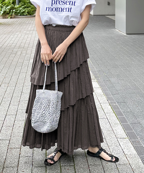 JOURNAL STANDARD relume（ジャーナルスタンダード　レリューム）の「《追加3》コットンボイルレイヤードスカート（スカート・レディース・ブラック/チャコールグレー/カーキ・FREE）」の12枚目の写真