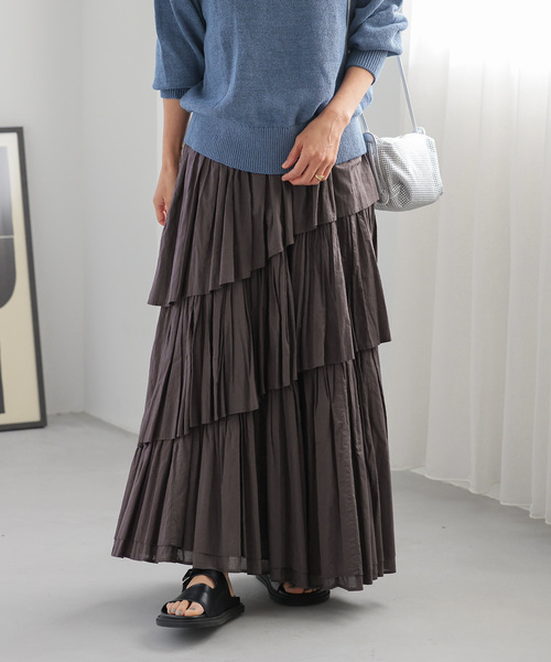 JOURNAL STANDARD relume（ジャーナルスタンダード　レリューム）の「《追加3》コットンボイルレイヤードスカート（スカート・レディース・ブラック/チャコールグレー/カーキ・FREE）」の13枚目の写真