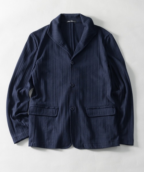 NYLAUS(ナイラス)の「ランダムテレコ ワイヤーイタリアンカラー テーラードジャケット(テーラードジャケット・メンズ・ネイビー/ブラック・LL/M/L)」の2枚目の写真