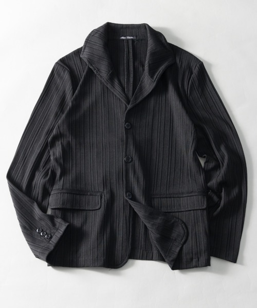 NYLAUS(ナイラス)の「ランダムテレコ ワイヤーイタリアンカラー テーラードジャケット(テーラードジャケット・メンズ・ネイビー/ブラック・LL/M/L)」の1枚目の写真