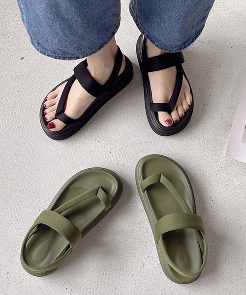 Miniministore(ミニミニストア)の「トングサンダル 厚底 ビーチサンダル 夏(サンダル・レディース・カーキ/ブラック・23.5cm/24.0cm/25.0cm/24.5cm/23.0cm/22.5cm)」の20枚目の写真