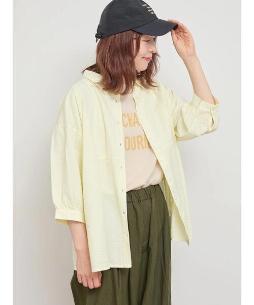 Samansa Mos2（サマンサ モスモス）の「サッカーストライプシャツ（シャツ/ブラウス・レディース・オレンジ/イエロー/グリーン/ブルー・F）」の3枚目の写真