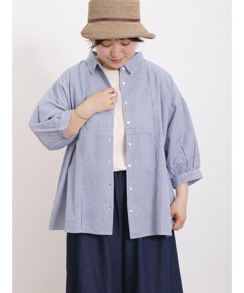 Samansa Mos2（サマンサ モスモス）の「サッカーストライプシャツ（シャツ/ブラウス・レディース・オレンジ/イエロー/グリーン/ブルー・F）」の5枚目の写真