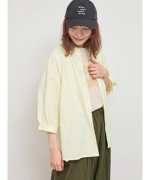 Samansa Mos2（サマンサ モスモス）の「サッカーストライプシャツ（シャツ/ブラウス・レディース・オレンジ/イエロー/グリーン/ブルー・F）」の6枚目の写真