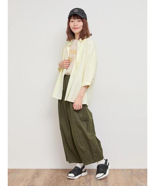 Samansa Mos2（サマンサ モスモス）の「サッカーストライプシャツ（シャツ/ブラウス・レディース・オレンジ/イエロー/グリーン/ブルー・F）」の7枚目の写真