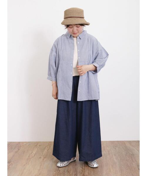 Samansa Mos2（サマンサ モスモス）の「サッカーストライプシャツ（シャツ/ブラウス・レディース・オレンジ/イエロー/グリーン/ブルー・F）」の10枚目の写真