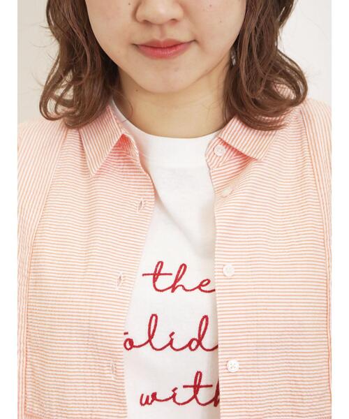 Samansa Mos2（サマンサ モスモス）の「サッカーストライプシャツ（シャツ/ブラウス・レディース・オレンジ/イエロー/グリーン/ブルー・F）」の20枚目の写真