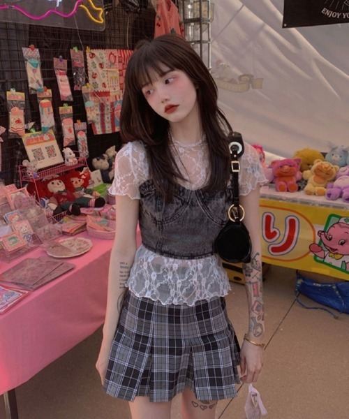 Mayree(メイリー)の「【Mayree】レースシアーメッシュトップス(Tシャツ/カットソー・レディース・ホワイト・FREE)」の7枚目の写真