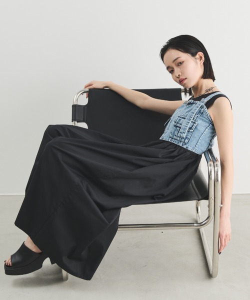 MERLOT（メルロー）の「デニムコルセットビスチェ（キャミソール・レディース・ブラック/ブルー・FREE）」の6枚目の写真