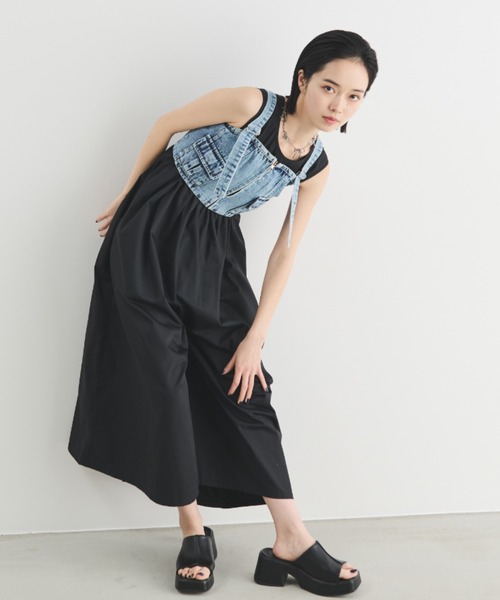 MERLOT（メルロー）の「デニムコルセットビスチェ（キャミソール・レディース・ブラック/ブルー・FREE）」の7枚目の写真