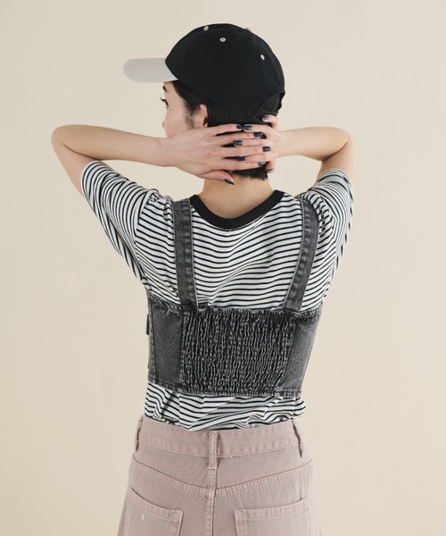 MERLOT（メルロー）の「デニムコルセットビスチェ（キャミソール・レディース・ブラック/ブルー・FREE）」の22枚目の写真