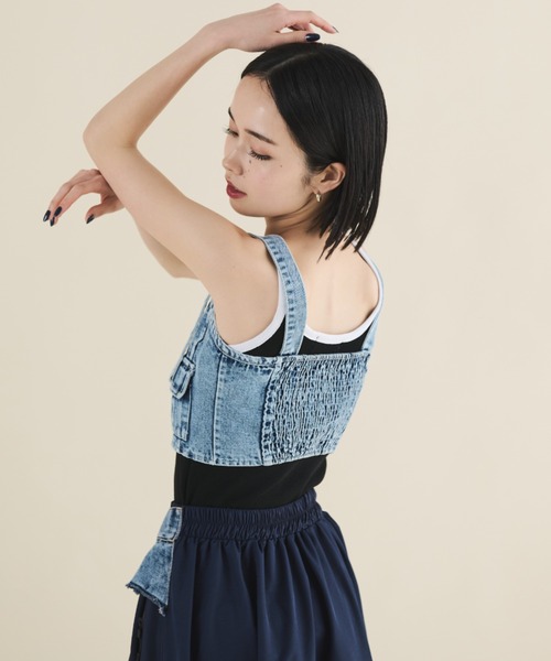 MERLOT（メルロー）の「デニムコルセットビスチェ（キャミソール・レディース・ブラック/ブルー・FREE）」の13枚目の写真