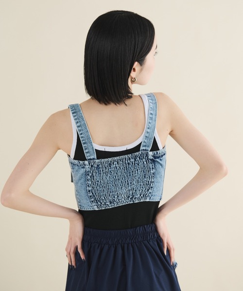 MERLOT（メルロー）の「デニムコルセットビスチェ（キャミソール・レディース・ブラック/ブルー・FREE）」の11枚目の写真