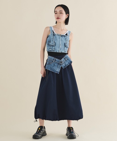 MERLOT（メルロー）の「デニムコルセットビスチェ（キャミソール・レディース・ブラック/ブルー・FREE）」の10枚目の写真