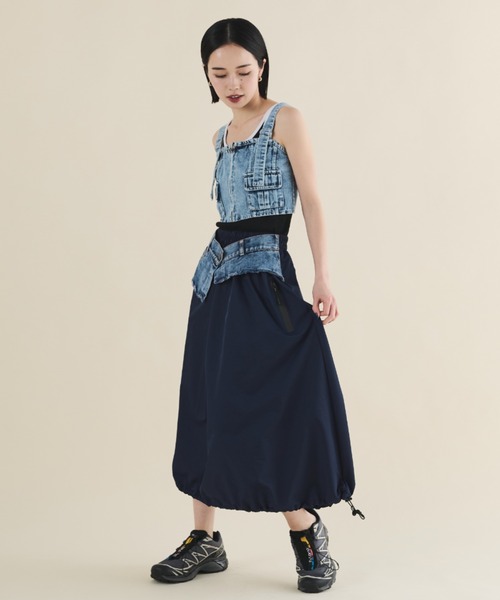 MERLOT（メルロー）の「デニムコルセットビスチェ（キャミソール・レディース・ブラック/ブルー・FREE）」の9枚目の写真