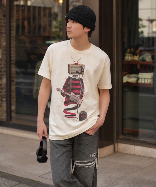 INTERPLAY(インタープレイ)の「【INTERPLAY x TAKERU】クレイジーTVマン 半袖 Tシャツ(Tシャツ/カットソー・メンズ・ホワイト/ブラック/クリーム・MEDIUM/LARGE)」の3枚目の写真