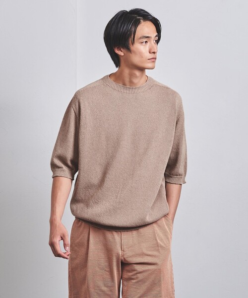 UNITED ARROWS(ユナイテッドアローズ)の「ワシ ホールガーメント ニットTシャツ「SLOW & 」(Tシャツ/カットソー・メンズ・ピンク/ベージュ/パープル・M/L/S)」の2枚目の写真