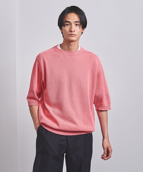 UNITED ARROWS(ユナイテッドアローズ)の「ワシ ホールガーメント ニットTシャツ「SLOW & 」(Tシャツ/カットソー・メンズ・ピンク/ベージュ/パープル・M/L/S)」の3枚目の写真