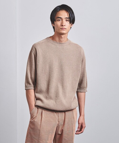 UNITED ARROWS(ユナイテッドアローズ)の「ワシ ホールガーメント ニットTシャツ「SLOW & 」(Tシャツ/カットソー・メンズ・ピンク/ベージュ/パープル・M/L/S)」の4枚目の写真