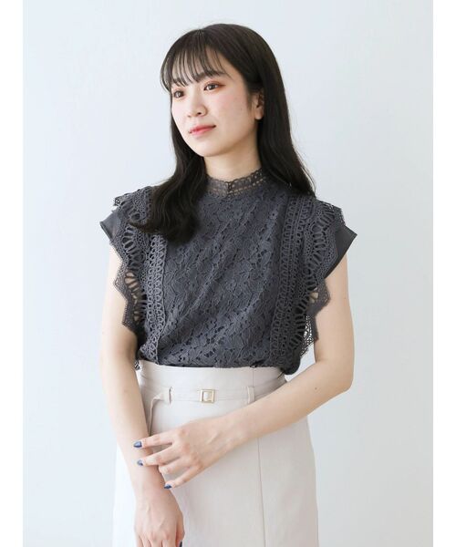 Petit fleur(プチフルール)の「・Petit Fleur フレンチレーシ-ブラウス(シャツ/ブラウス・レディース・グリーン系その他2/ピンク/ブラック/チャコールグレー/オフホワイト・FREE)」の9枚目の写真