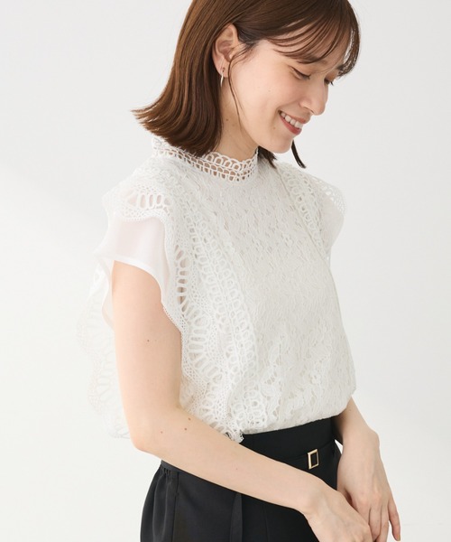 Petit fleur(プチフルール)の「・Petit Fleur フレンチレーシ-ブラウス(シャツ/ブラウス・レディース・グリーン系その他2/ピンク/ブラック/チャコールグレー/オフホワイト・FREE)」の1枚目の写真