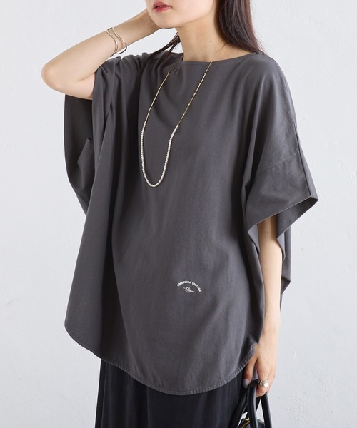 ワンピなど最旬ア！ 汗に負けない！裾ラウンドチュニックTシャツ（Tシャツ トップス