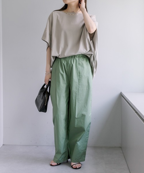 PUAL CE CIN(ピュアルセシン)の「汗に負けない!裾ラウンドチュニックTシャツ(Tシャツ/カットソー・レディース・ベージュ/レッド系/スミクロ・FREE)」の7枚目の写真