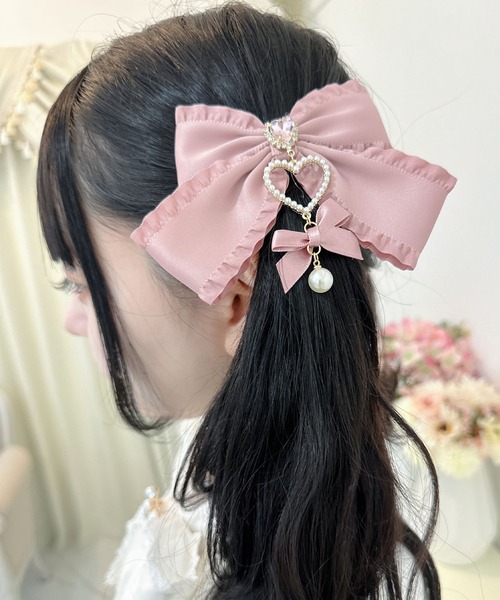 ROJITA（ロジータ）の「ダブルリボンハートパールクリップSET（バレッタ/ヘアクリップ・レディース・ホワイト/ブラック/ピンク・FREE）」の11枚目の写真