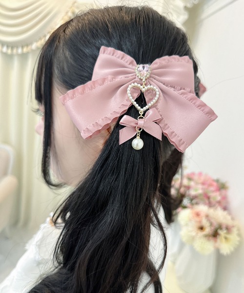 ROJITA（ロジータ）の「ダブルリボンハートパールクリップSET（バレッタ/ヘアクリップ・レディース・ホワイト/ブラック/ピンク・FREE）」の12枚目の写真