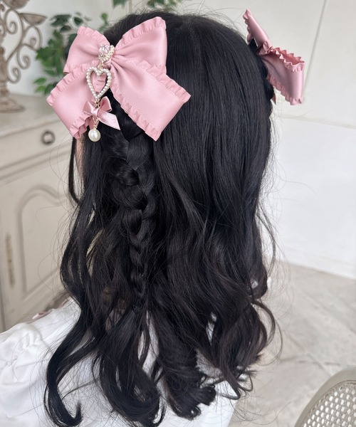 ROJITA（ロジータ）の「ダブルリボンハートパールクリップSET（バレッタ/ヘアクリップ・レディース・ホワイト/ブラック/ピンク・FREE）」の16枚目の写真