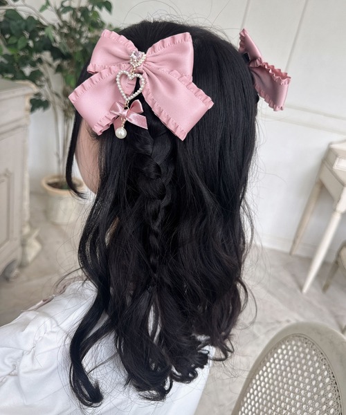 ROJITA（ロジータ）の「ダブルリボンハートパールクリップSET（バレッタ/ヘアクリップ・レディース・ホワイト/ブラック/ピンク・FREE）」の13枚目の写真