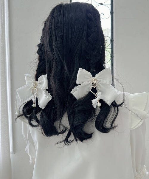ROJITA（ロジータ）の「ダブルリボンハートパールクリップSET（バレッタ/ヘアクリップ・レディース・ホワイト/ブラック/ピンク・FREE）」の21枚目の写真