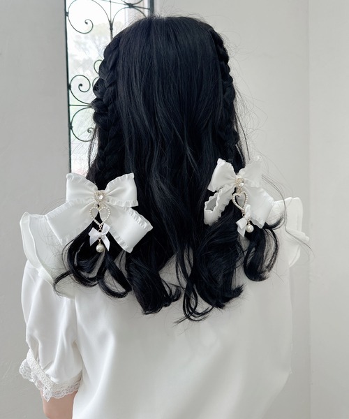 ROJITA（ロジータ）の「ダブルリボンハートパールクリップSET（バレッタ/ヘアクリップ・レディース・ホワイト/ブラック/ピンク・FREE）」の22枚目の写真