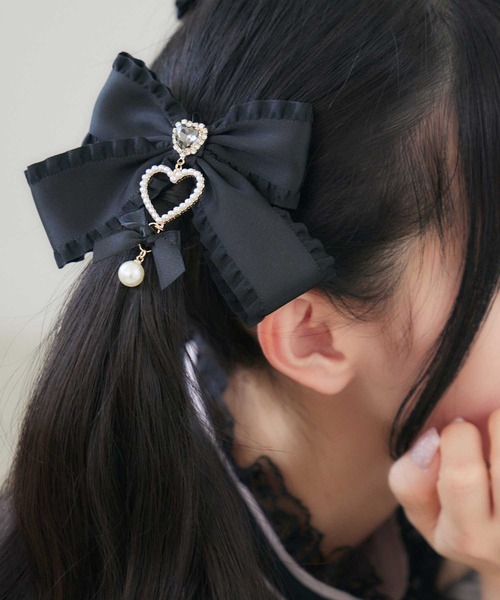 ROJITA（ロジータ）の「ダブルリボンハートパールクリップSET（バレッタ/ヘアクリップ・レディース・ホワイト/ブラック/ピンク・FREE）」の20枚目の写真