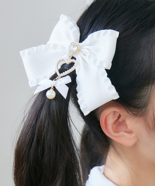 ROJITA（ロジータ）の「ダブルリボンハートパールクリップSET（バレッタ/ヘアクリップ・レディース・ホワイト/ブラック/ピンク・FREE）」の7枚目の写真