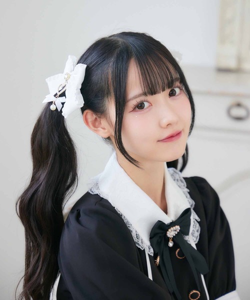 ROJITA（ロジータ）の「ダブルリボンハートパールクリップSET（バレッタ/ヘアクリップ・レディース・ホワイト/ブラック/ピンク・FREE）」の4枚目の写真