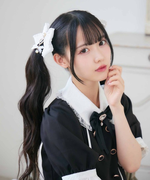 ROJITA（ロジータ）の「ダブルリボンハートパールクリップSET（バレッタ/ヘアクリップ・レディース・ホワイト/ブラック/ピンク・FREE）」の5枚目の写真