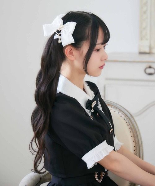 ROJITA（ロジータ）の「ダブルリボンハートパールクリップSET（バレッタ/ヘアクリップ・レディース・ホワイト/ブラック/ピンク・FREE）」の8枚目の写真