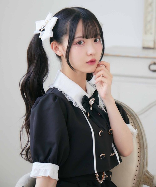 ROJITA（ロジータ）の「ダブルリボンハートパールクリップSET（バレッタ/ヘアクリップ・レディース・ホワイト/ブラック/ピンク・FREE）」の6枚目の写真