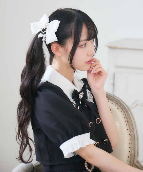 ROJITA（ロジータ）の「ダブルリボンハートパールクリップSET（バレッタ/ヘアクリップ・レディース・ホワイト/ブラック/ピンク・FREE）」の9枚目の写真