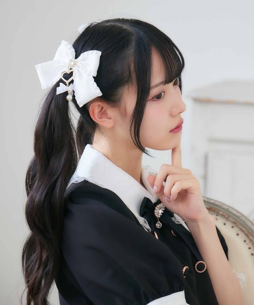 ROJITA（ロジータ）の「ダブルリボンハートパールクリップSET（バレッタ/ヘアクリップ・レディース・ホワイト/ブラック/ピンク・FREE）」の10枚目の写真