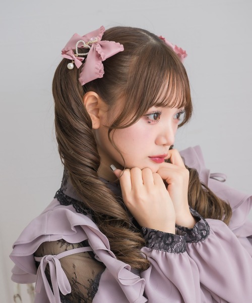 ROJITA（ロジータ）の「ダブルリボンハートパールクリップSET（バレッタ/ヘアクリップ・レディース・ホワイト/ブラック/ピンク・FREE）」の18枚目の写真