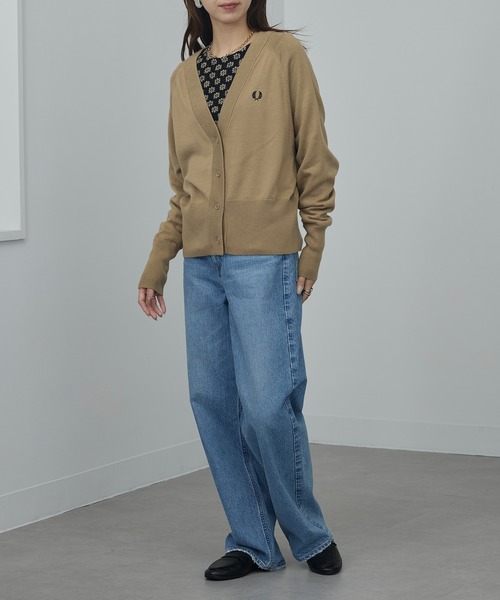FRED PERRY ホワイト Vネック カーディガン Amy Winehouse Button-Though Cardigan