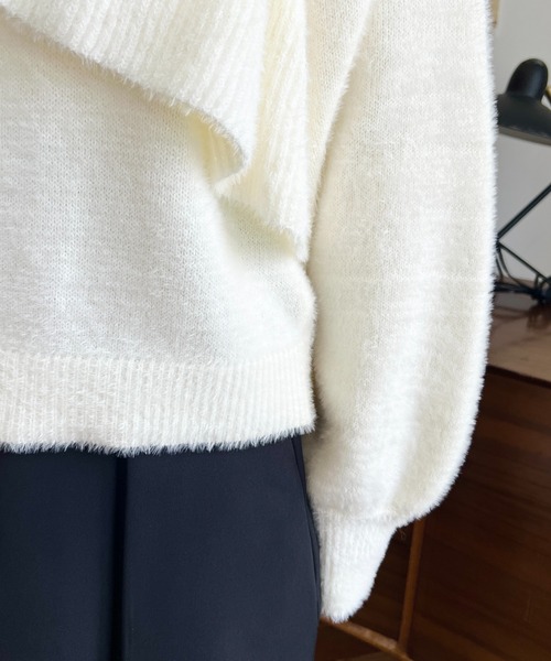 ホワイトローズ 様13200円新品♡シャギーニット♡スコットクラブ購入 CLEL】Loose Floral Jacquard Shaggy Knit/ルーズ花柄ジャガード