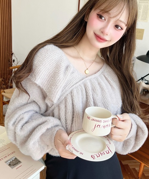 セール】クロスフリルシャギーニットプルオーバー（ニット/セーター