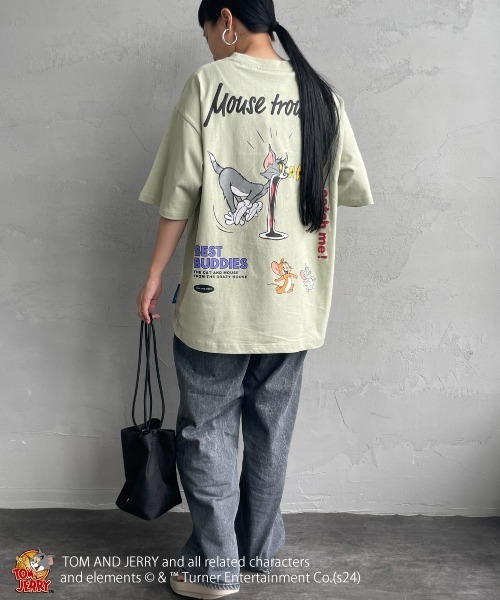 Tom＆Jerry（トムアンドジェリー）の「【WEB限定】[SEQUENZ/シークエンズ] トムとジェリー TROUBLE PUFF バックプリントTシャツ（Tシャツ/カットソー・レディース・ライトグリーン/ホワイト/ブラック・M/L/XL）」の8枚目の写真