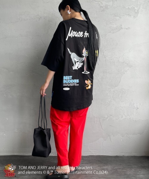 Tom＆Jerry（トムアンドジェリー）の「【WEB限定】[SEQUENZ/シークエンズ] トムとジェリー TROUBLE PUFF バックプリントTシャツ（Tシャツ/カットソー・レディース・ライトグリーン/ホワイト/ブラック・M/L/XL）」の9枚目の写真