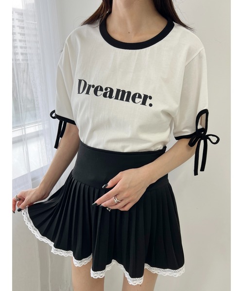 PHILLY（フィリー）の「【PHILLY】リボンリンガーTシャツ（Tシャツ/カットソー・レディース・ホワイト/ブラック・FREE）」の2枚目の写真